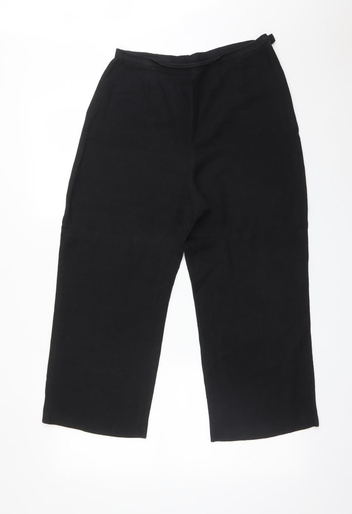 Wallis Womens Black  Linen Trousers  Size 12 L23 in Regular