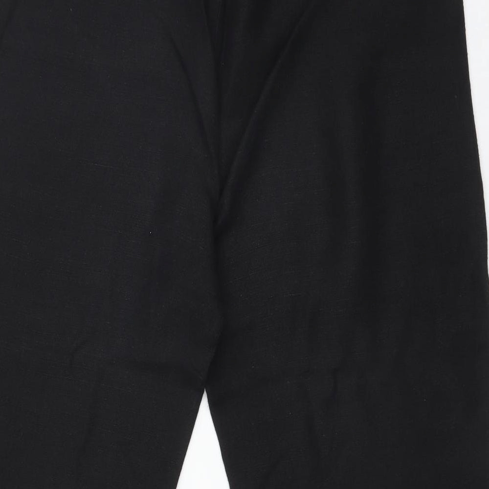 Wallis Womens Black  Linen Trousers  Size 12 L23 in Regular