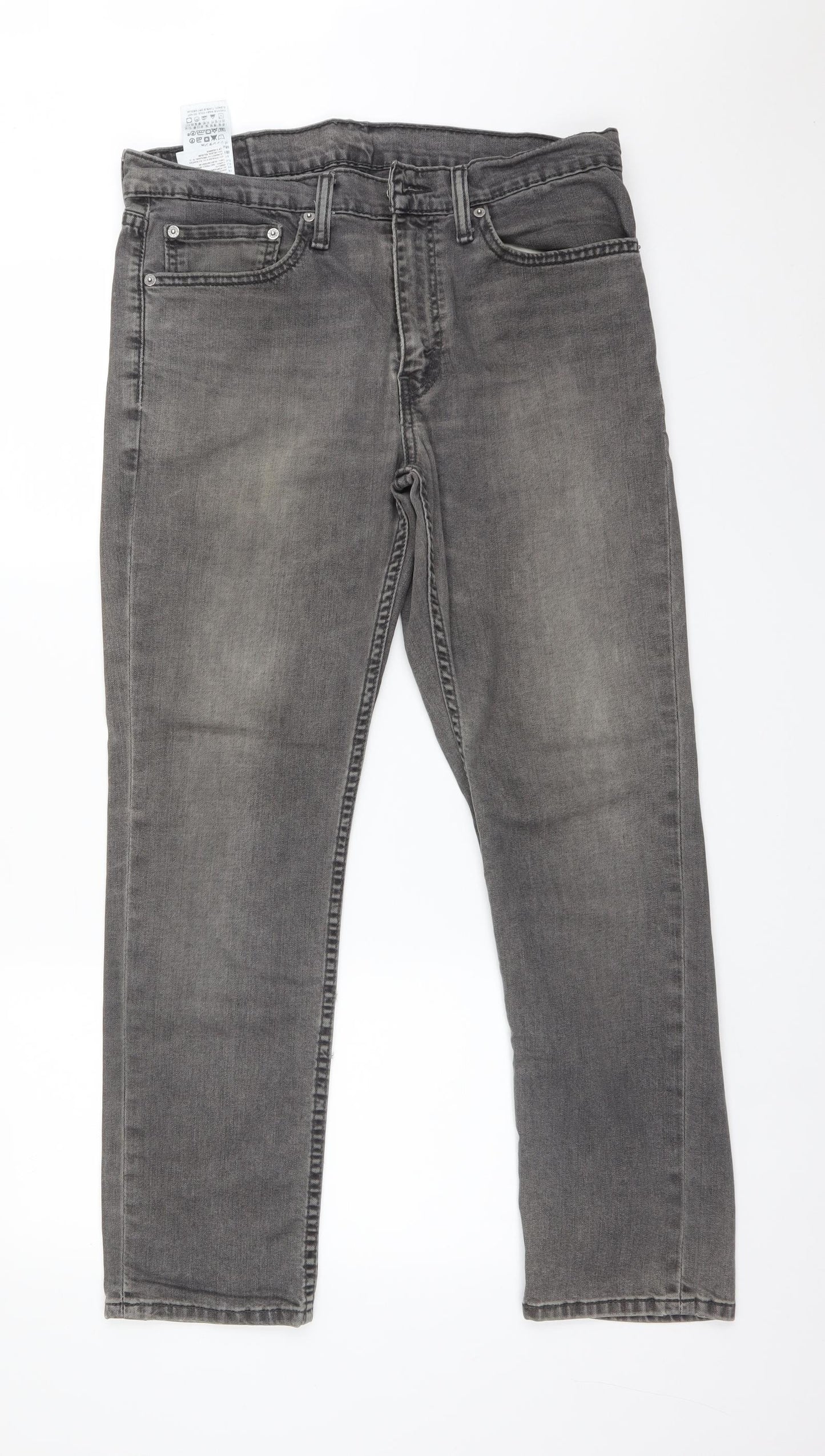 LEVI Mens Grey  Cotton Straight Jeans Size 34 L30 in Regular