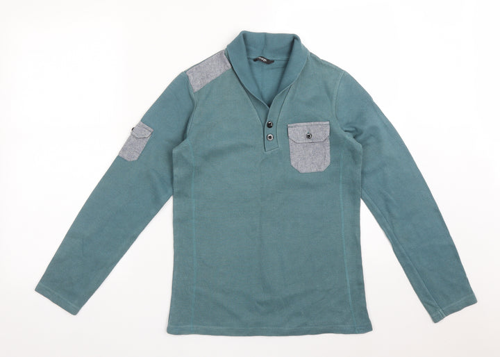 George Boys Green  Cotton Basic T-Shirt Size 11-12 Years Roll Neck