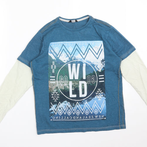 George Boys Multicoloured  Cotton Basic T-Shirt Size 11-12 Years Round Neck