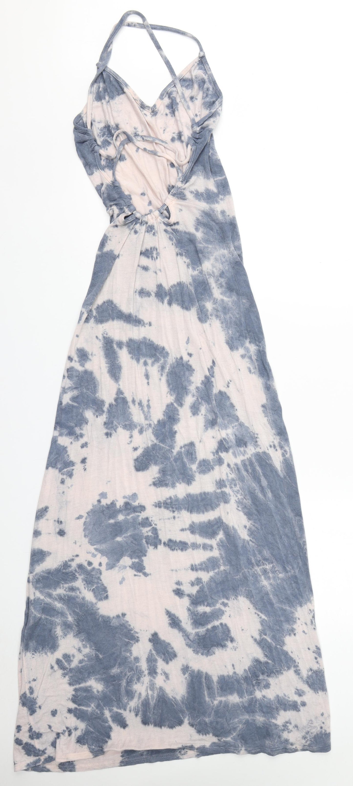 Boohoo Womens Blue Geometric Viscose A-Line  Size 10  Halter