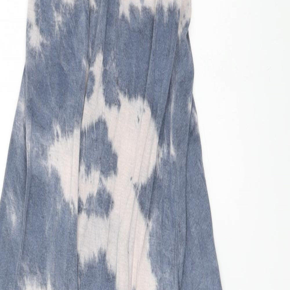 Boohoo Womens Blue Geometric Viscose A-Line  Size 10  Halter