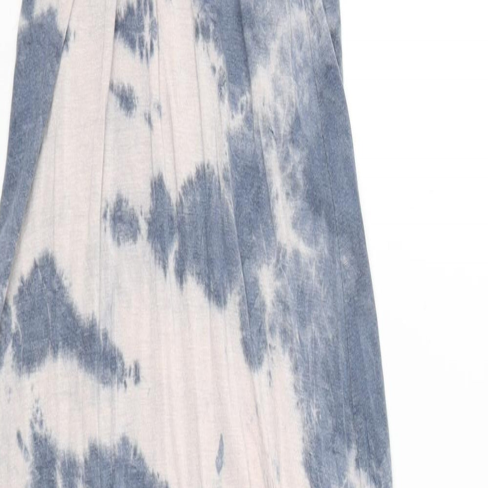 Boohoo Womens Blue Geometric Viscose A-Line  Size 10  Halter