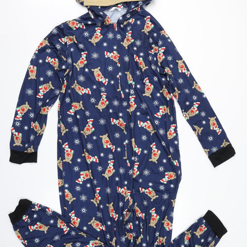 Preworn Mens Blue Animal Print   One Piece Size L   - Christmas, Onesie