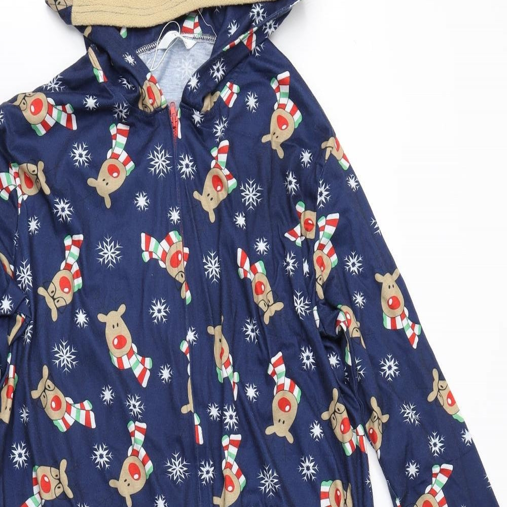 Preworn Mens Blue Animal Print   One Piece Size L   - Christmas, Onesie