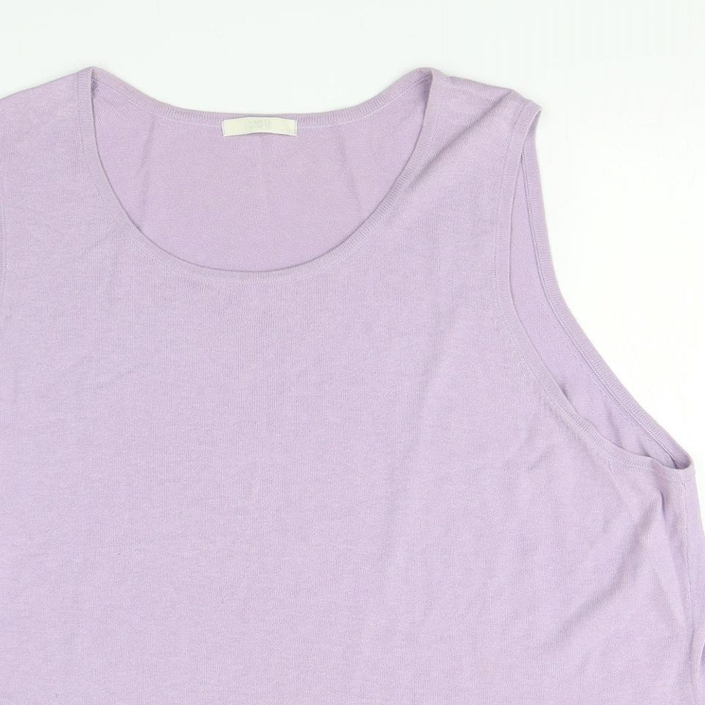 Marks and Spencer Womens Blue  Cotton Basic Tank Size 26 Round Neck