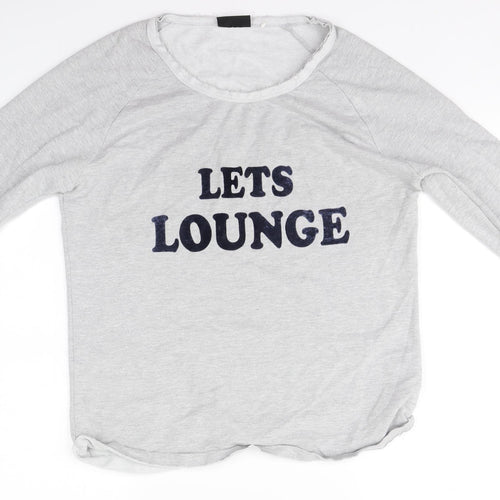 Very Womens Grey Round Neck  Cotton Pullover Jumper Size 14   - Lets Lounge