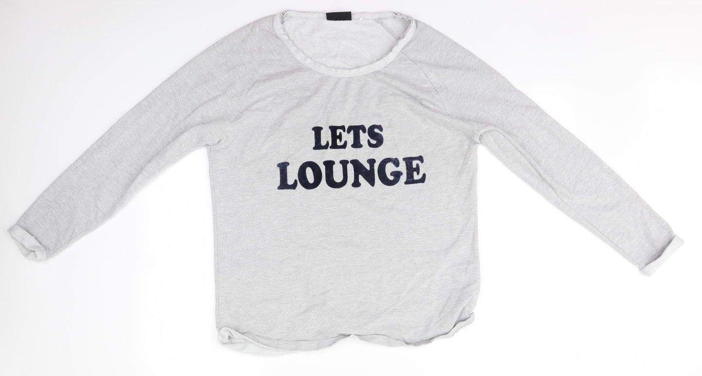 Very Womens Grey Round Neck  Cotton Pullover Jumper Size 14   - Lets Lounge