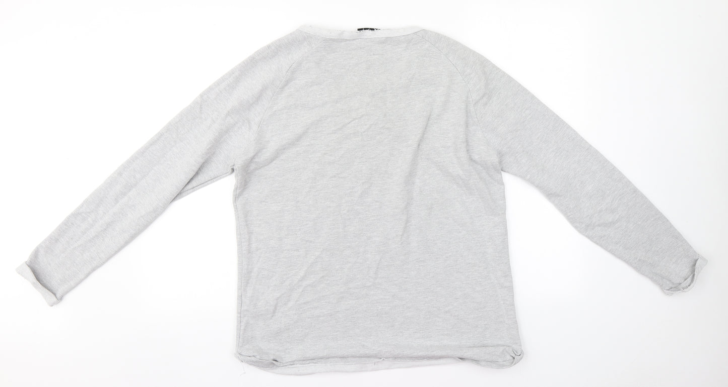 Very Womens Grey Round Neck  Cotton Pullover Jumper Size 14   - Lets Lounge