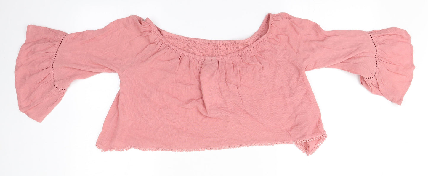 ASOS Womens Pink  Viscose Basic T-Shirt Size 4 Round Neck