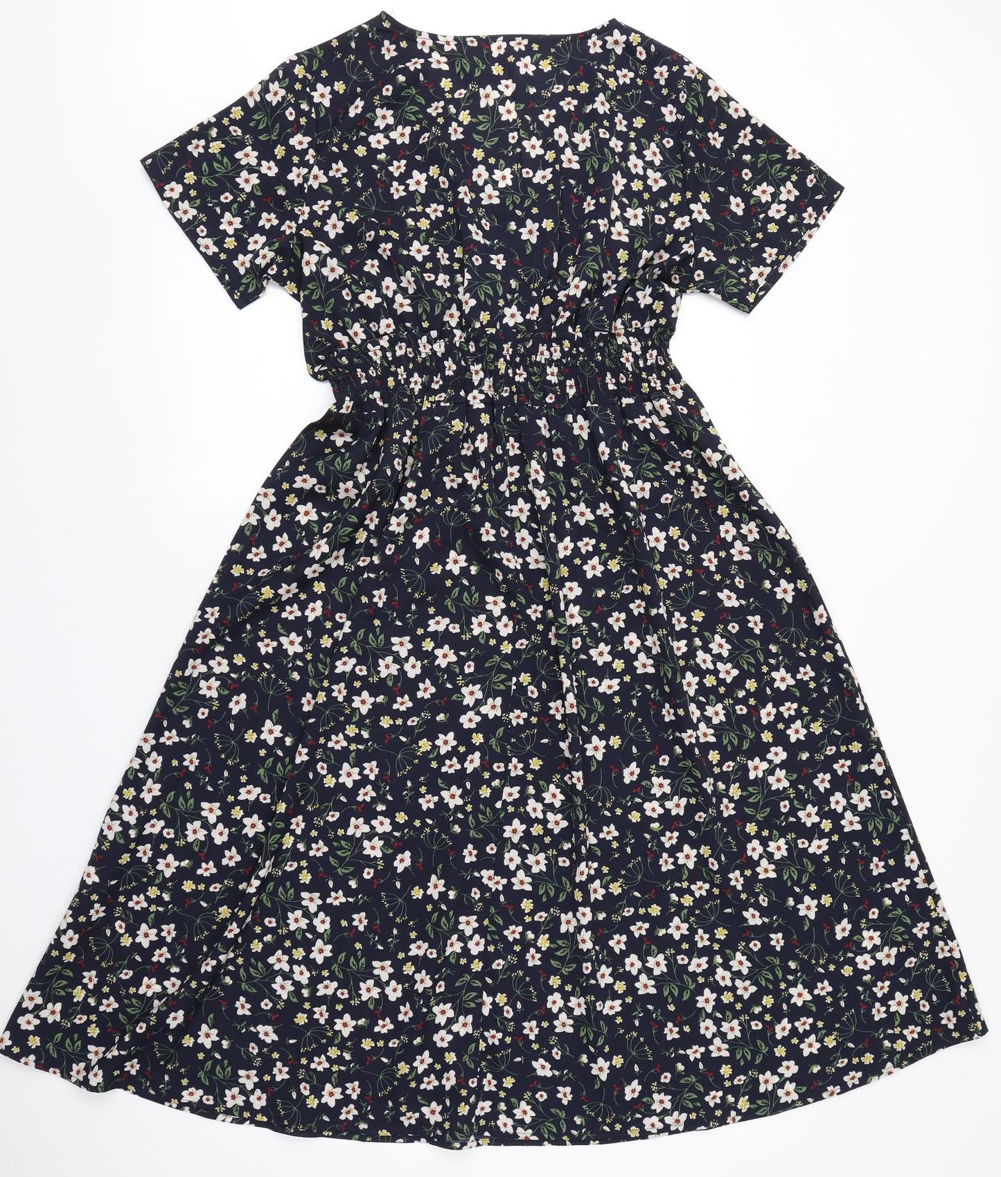SheIn Womens Blue Floral Polyester A-Line  Size 10  V-Neck