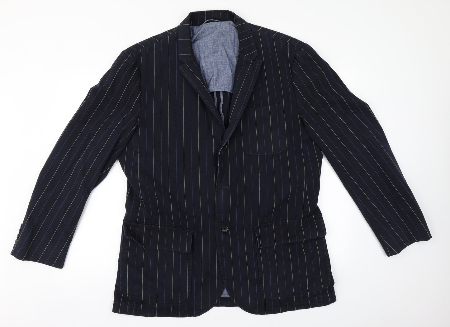 Polo Ralph Lauren Womens Blue Striped  Overcoat Blazer Size 18