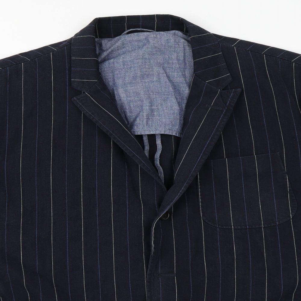 Polo Ralph Lauren Womens Blue Striped  Overcoat Blazer Size 18