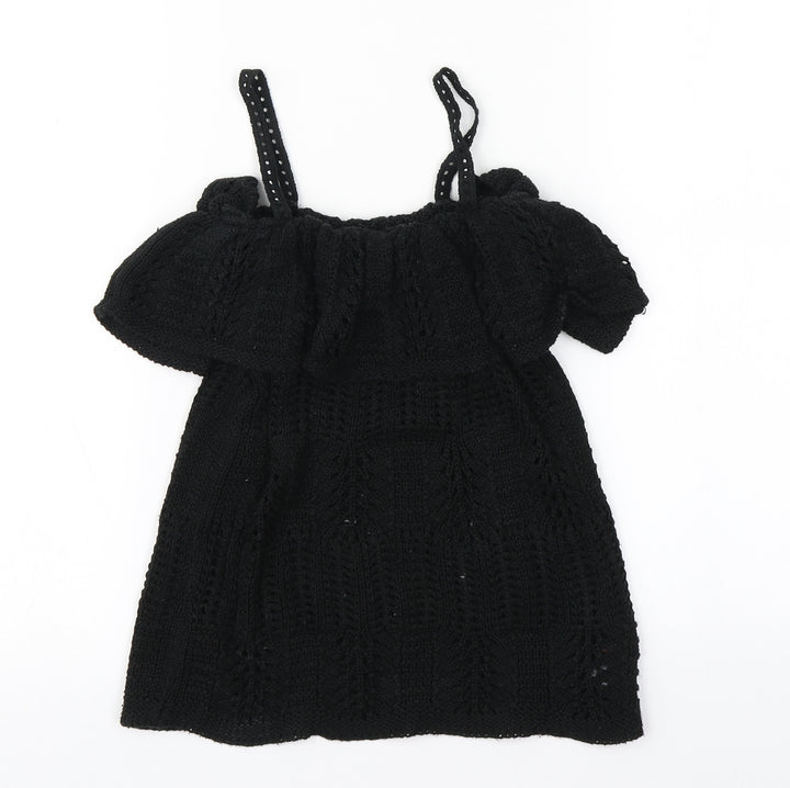 Topshop Womens Black  Acrylic A-Line  Size 8  Off the Shoulder