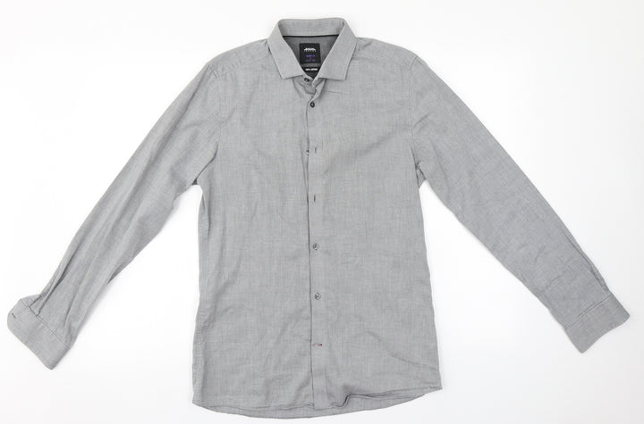 Burton Mens Grey Cotton Button-Up Size S Collared