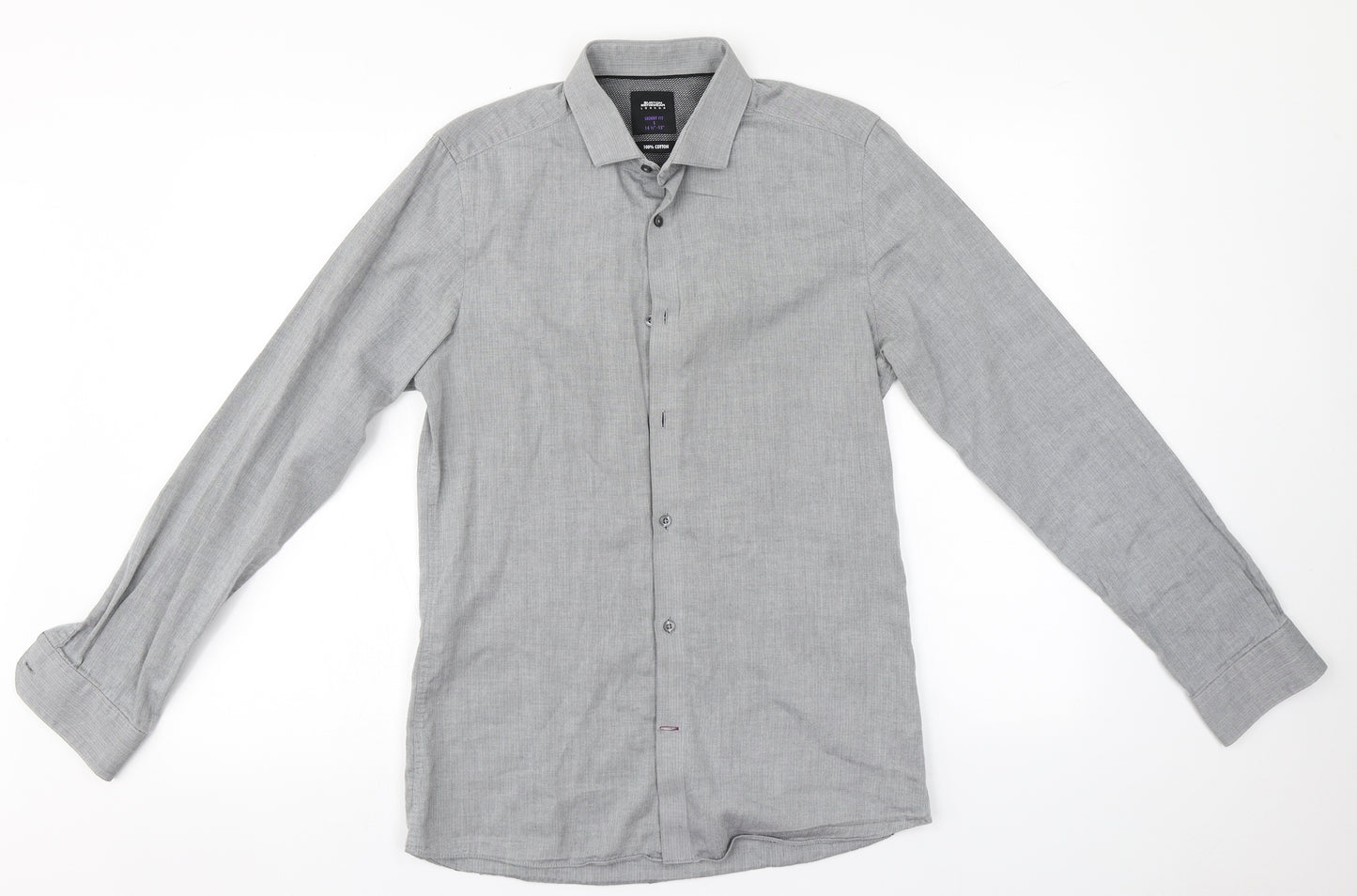 Burton Mens Grey  Cotton  Button-Up Size S Collared