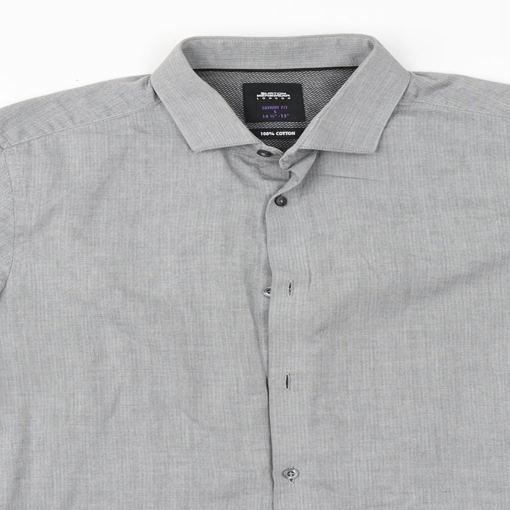 Burton Mens Grey  Cotton  Button-Up Size S Collared