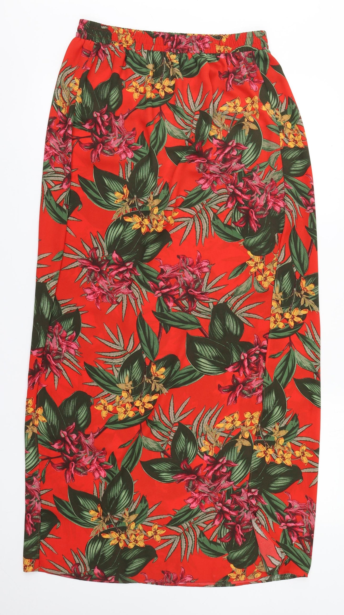 Missguided Womens Red Floral Polyester Straight & Pencil Skirt Size 12