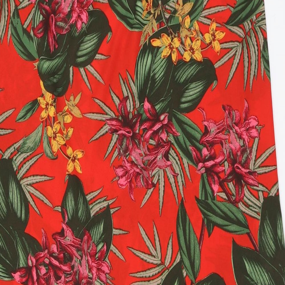 Missguided Womens Red Floral Polyester Straight & Pencil Skirt Size 12