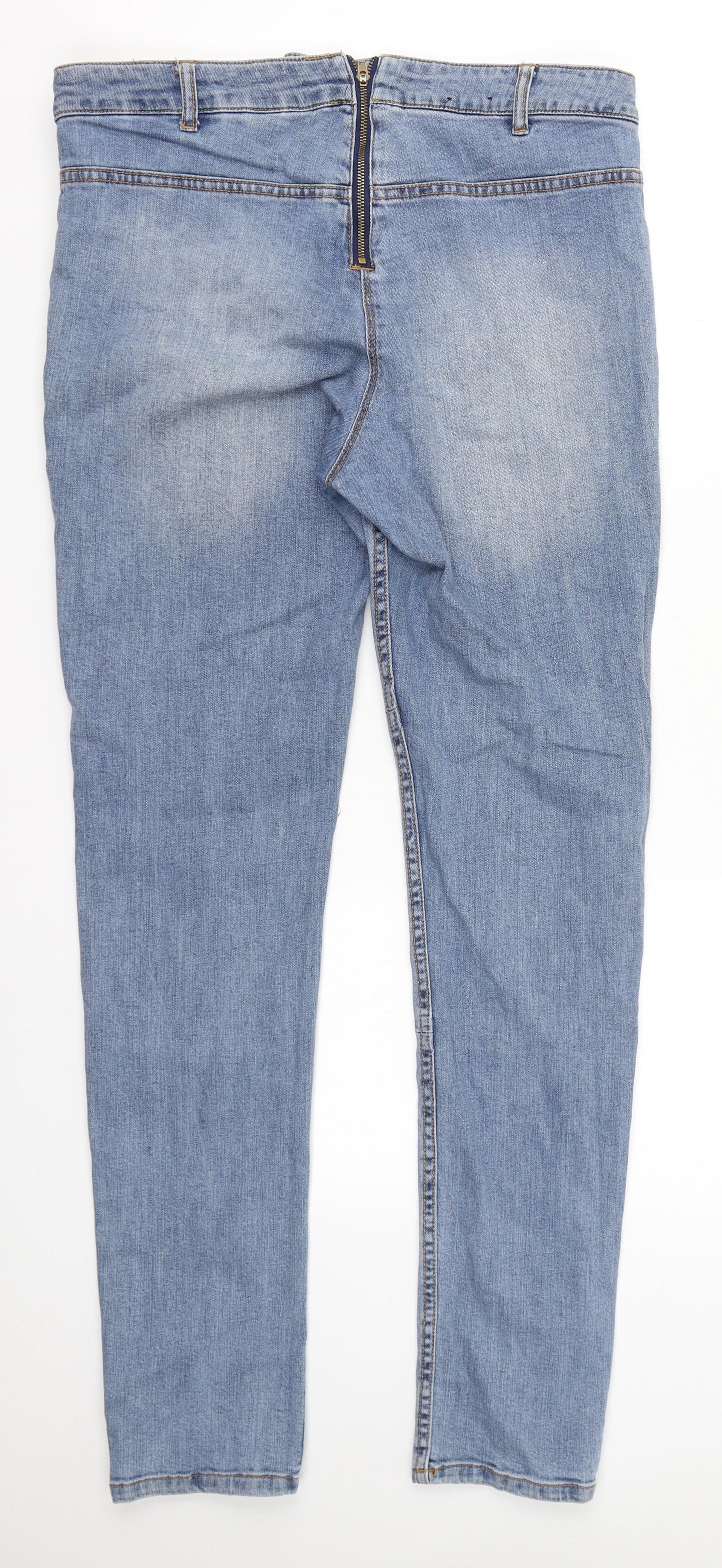 H&M Womens Blue  Cotton Straight Jeans Size 14 L30 in Regular
