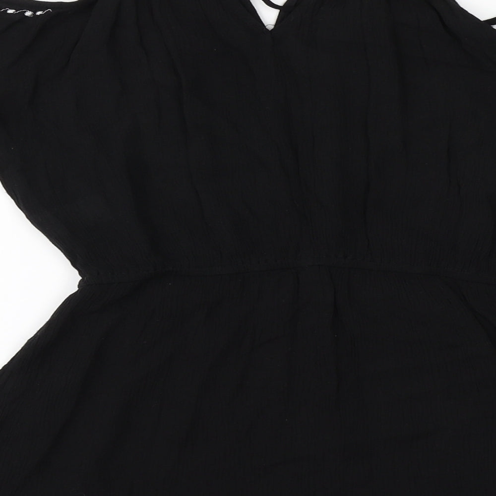 River Island Womens Black  Viscose Basic T-Shirt Size 8 V-Neck