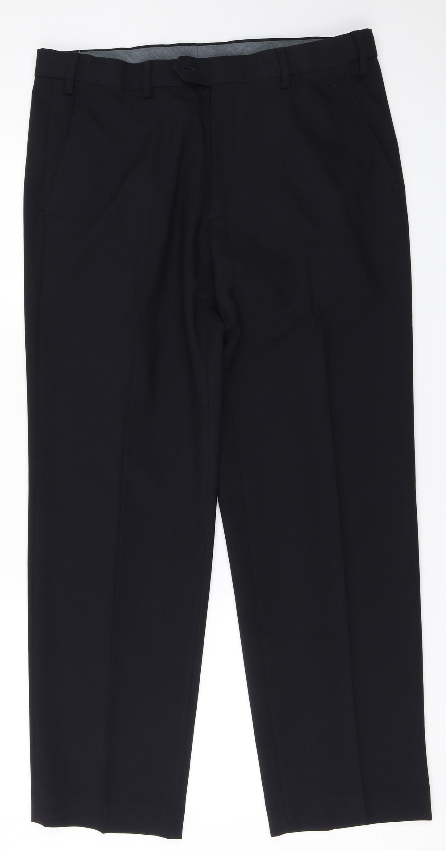 Marks and Spencer Womens Blue  Polyester Trousers  Size 34 in L25 in Regular
