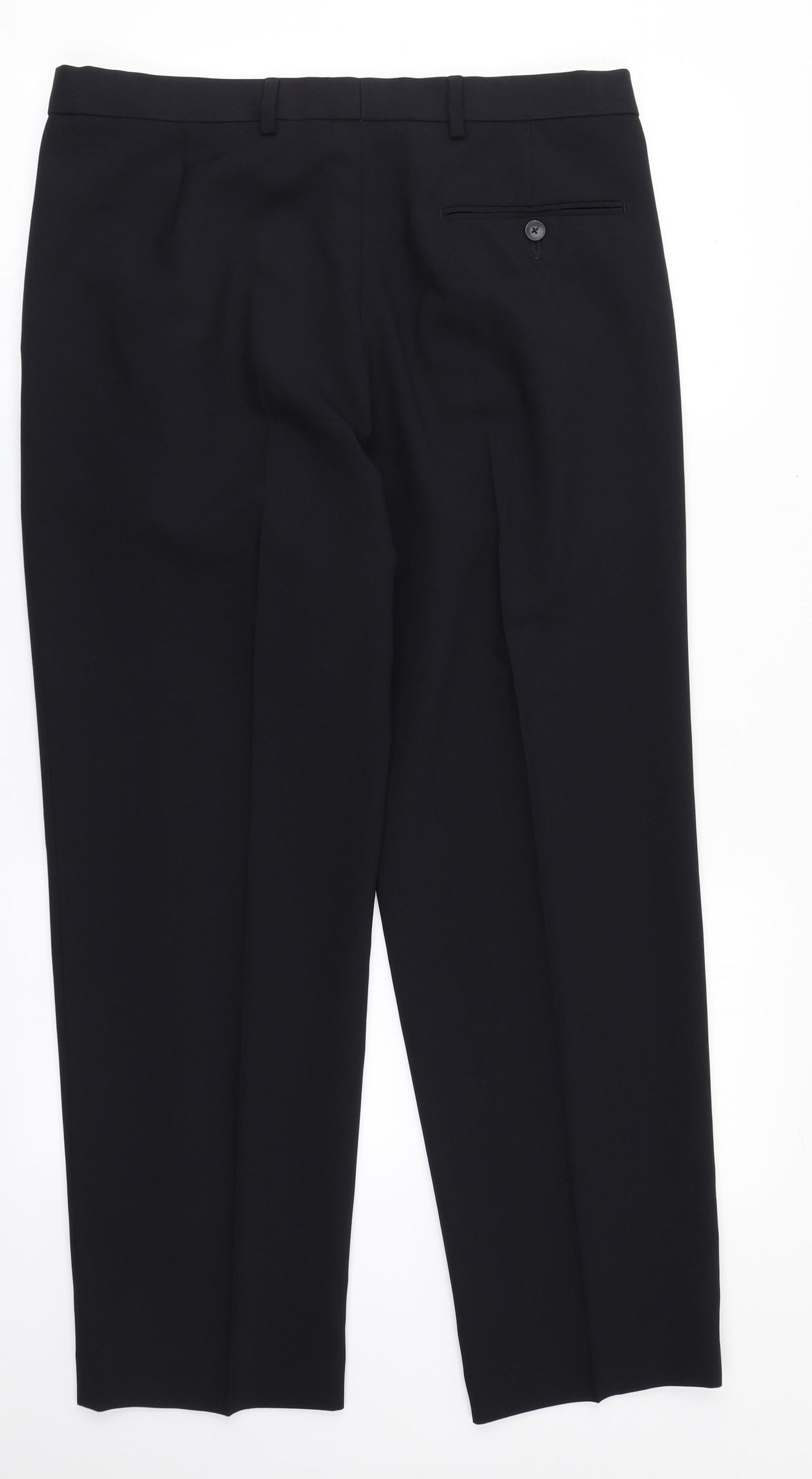 Marks and Spencer Womens Blue  Polyester Trousers  Size 34 in L25 in Regular