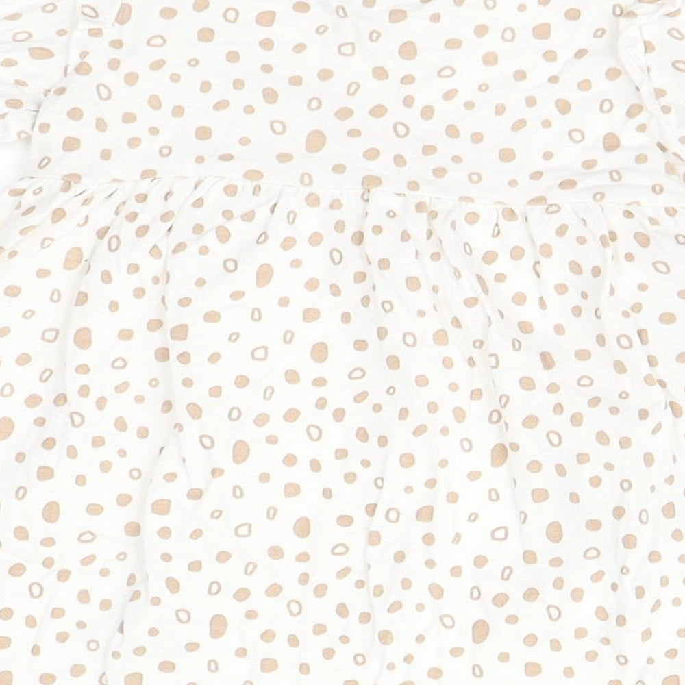Disney Girls White Geometric Cotton A-Line  Size 6-9 Months  Round Neck  - Bambi and Thumper