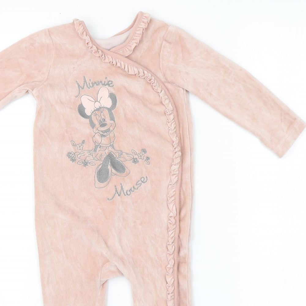 Disney Girls Beige  Cotton Babygrow One-Piece Size 12-18 Months   - Minnie Mouse