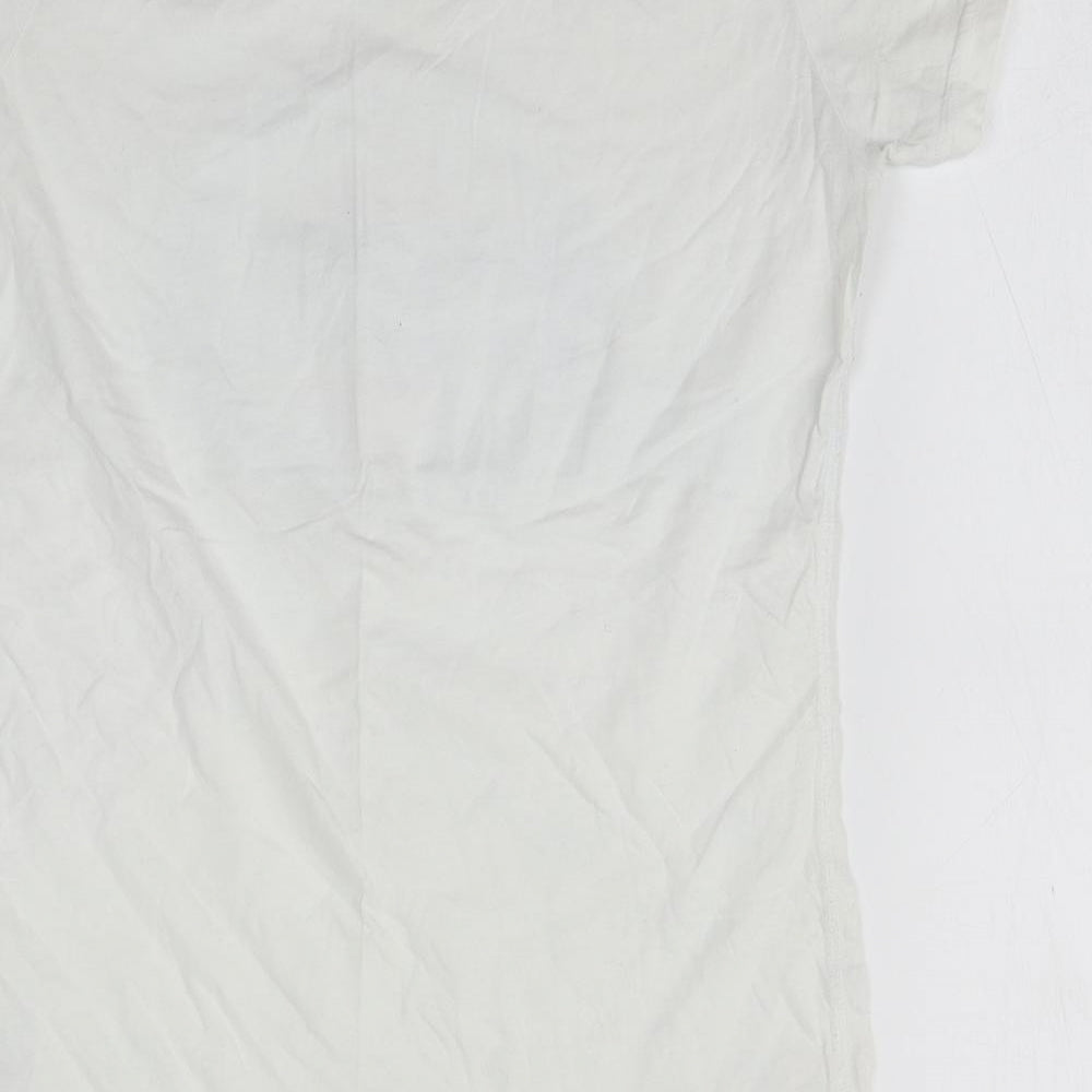 Superdry Womens White  Cotton Basic T-Shirt Size L Round Neck