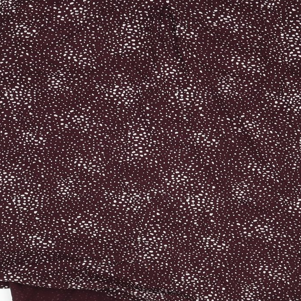 Marks and Spencer Womens Black Animal Print Viscose Basic Button-Up Size 14 Collared