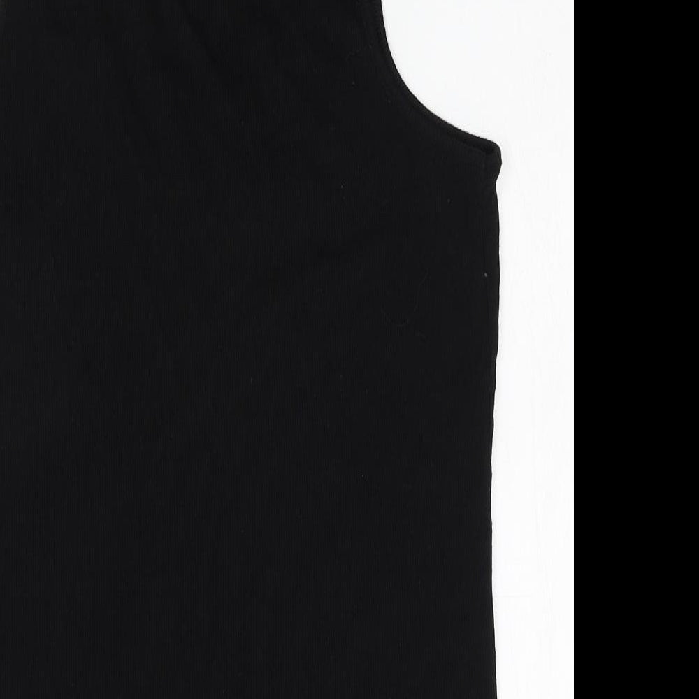 River Island Womens Black  100% Cotton Basic Blouse Size 16 V-Neck