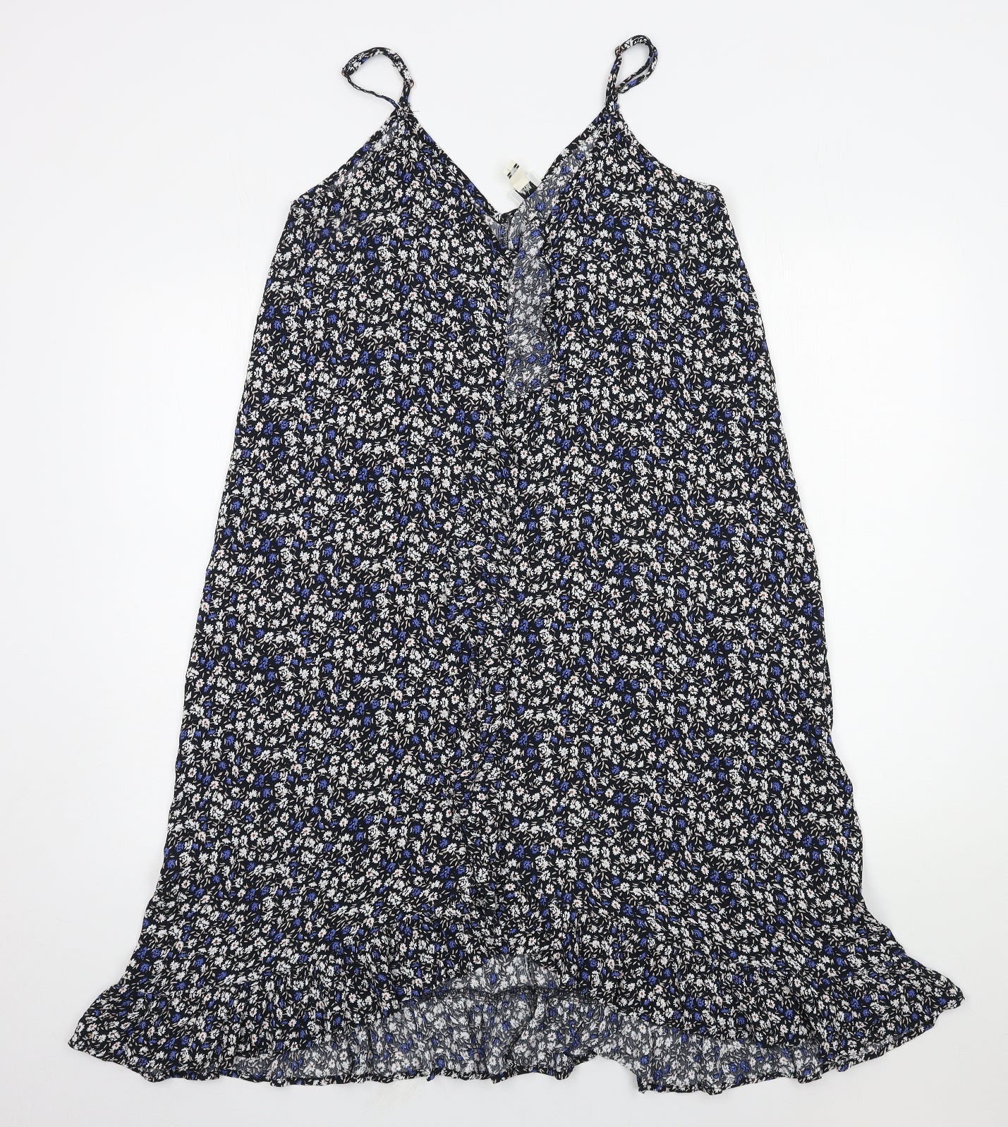 River Island Womens Blue Floral Viscose A-Line  Size 16  V-Neck
