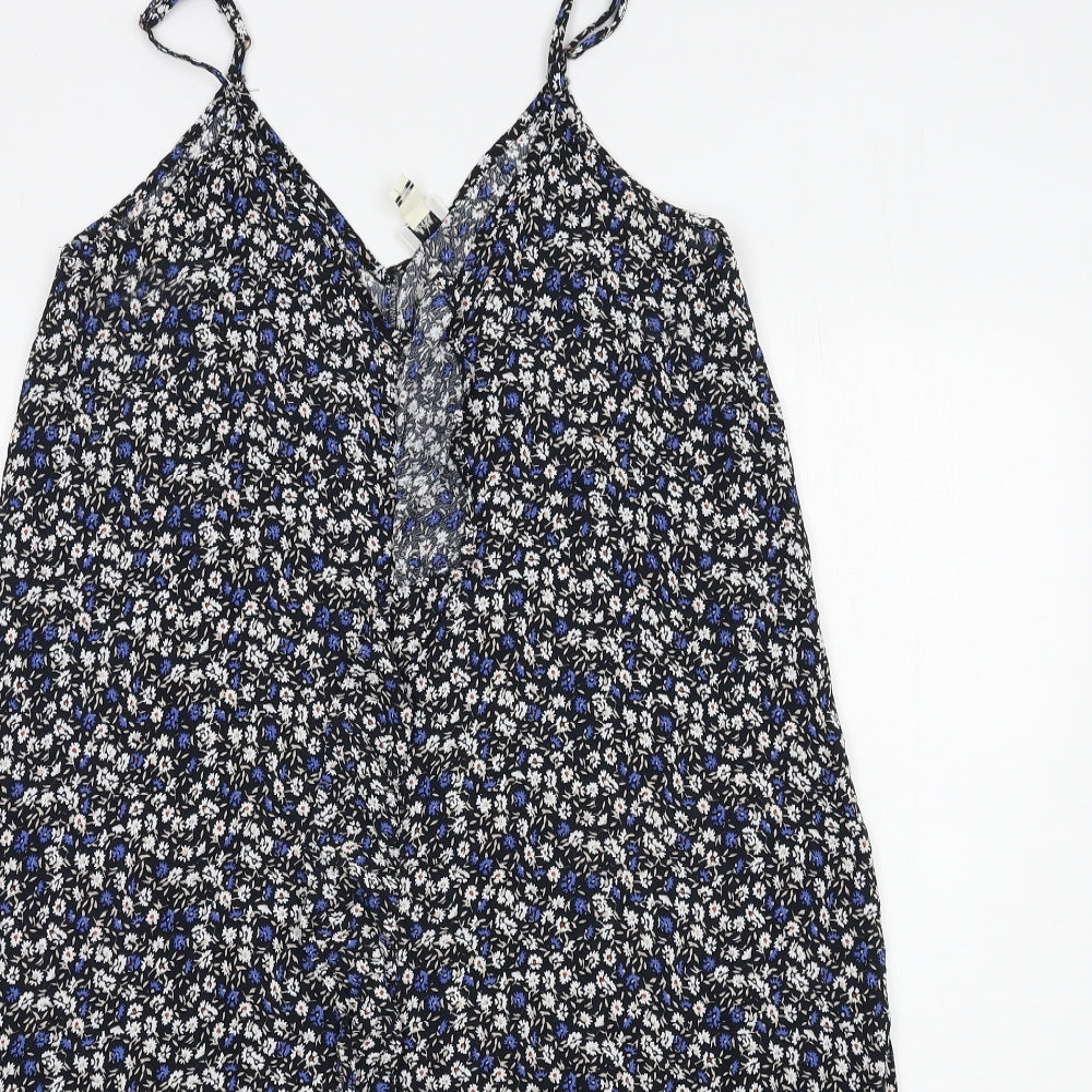 River Island Womens Blue Floral Viscose A-Line  Size 16  V-Neck