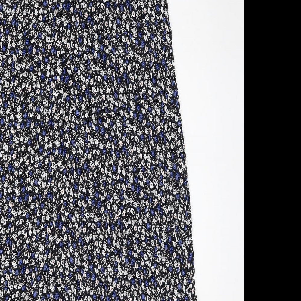 River Island Womens Blue Floral Viscose A-Line  Size 16  V-Neck