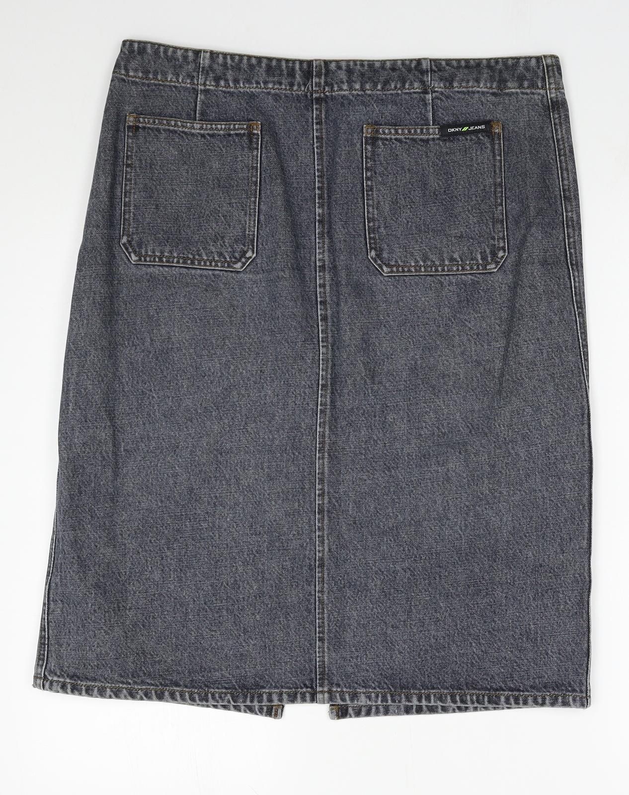 DKNY Jeans  Womens Grey  Cotton A-Line Skirt Size 10