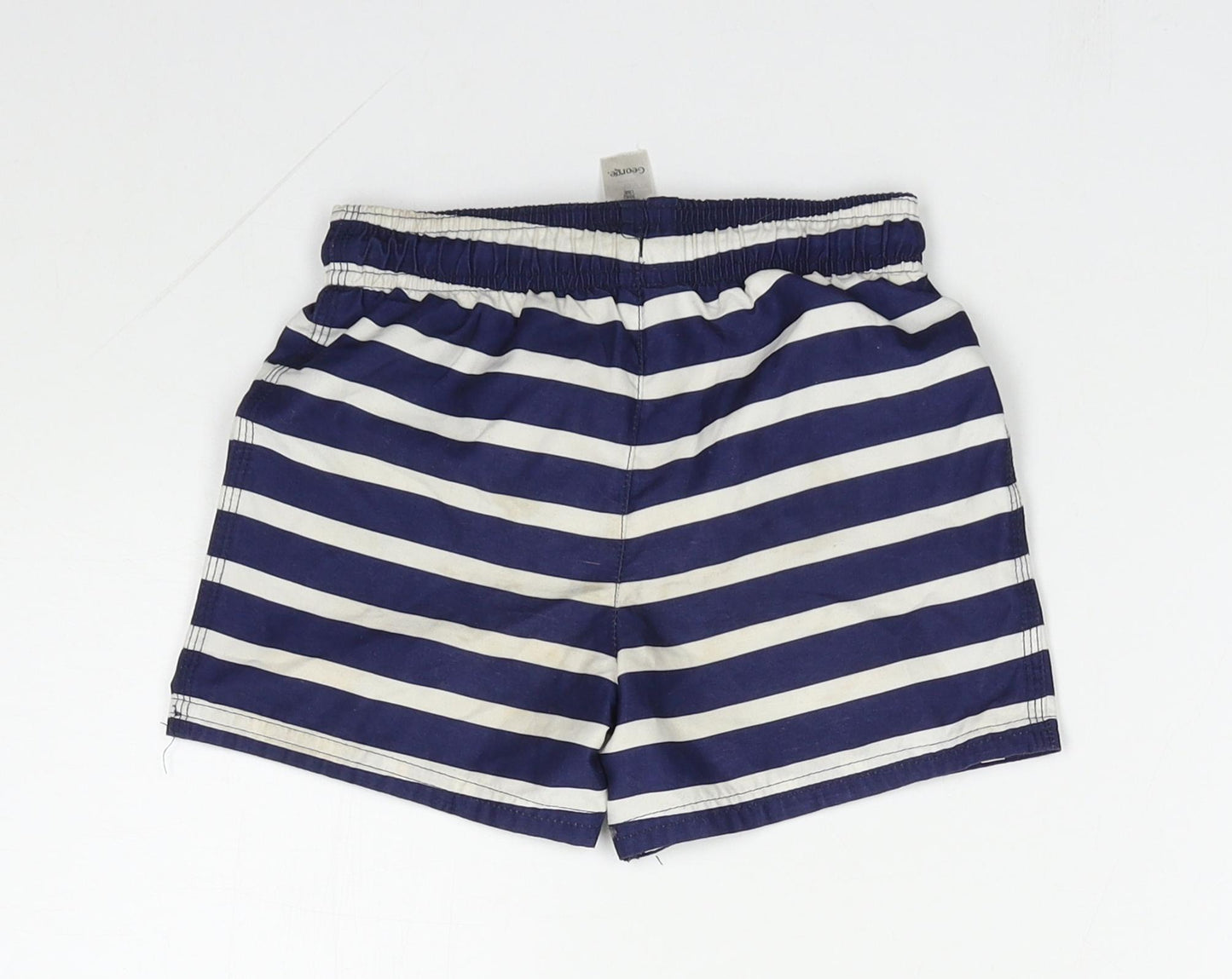 George Boys Blue Striped Polyester Sweat Shorts Size 3-4 Years  Regular