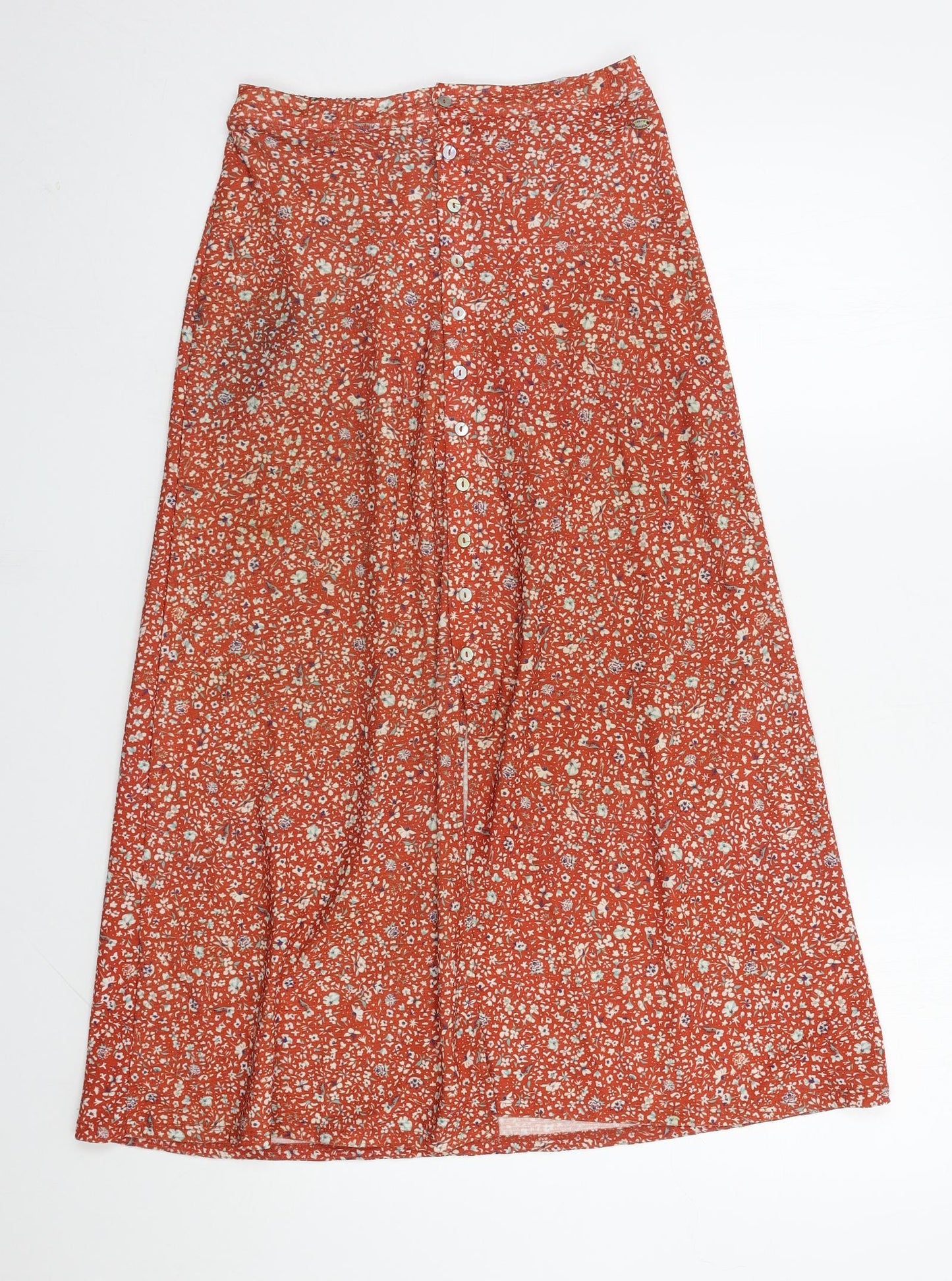 Pull & Bea Womens Orange Floral Viscose A-Line Skirt Size S
