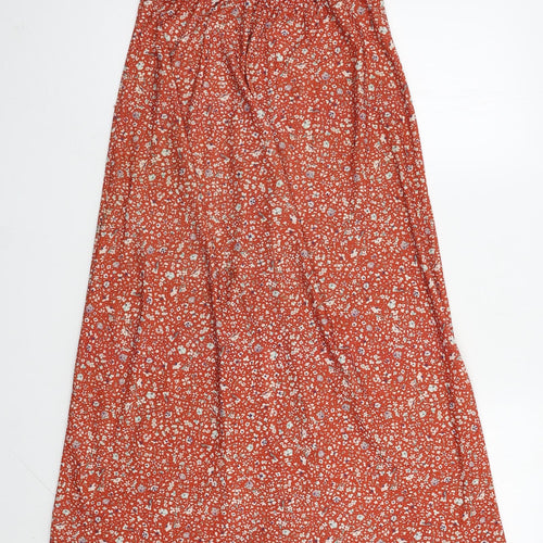 Pull & Bea Womens Orange Floral Viscose A-Line Skirt Size S