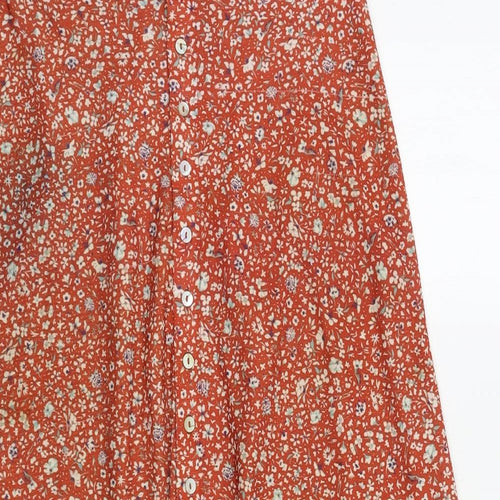 Pull & Bea Womens Orange Floral Viscose A-Line Skirt Size S
