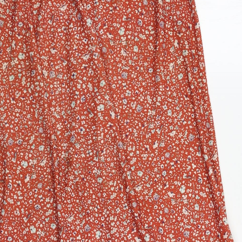 Pull & Bea Womens Orange Floral Viscose A-Line Skirt Size S