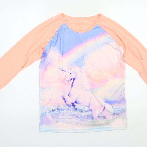 M&S Girls Multicoloured Solid Polyester Top Pyjama Top Size 12-13 Years