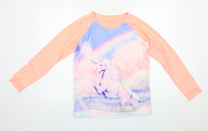 M&S Girls Multicoloured Solid Polyester Top Pyjama Top Size 12-13 Years