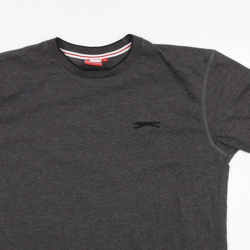 Slazenger Mens Grey  Cotton  T-Shirt Size M Round Neck