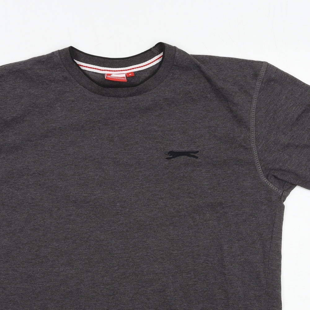 Slazenger Mens Grey  Cotton  T-Shirt Size M Round Neck