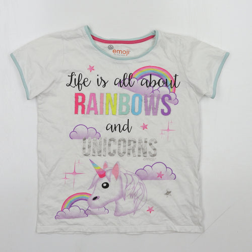 M&S Girls Multicoloured  100% Cotton Basic T-Shirt Size 12-13 Years Round Neck