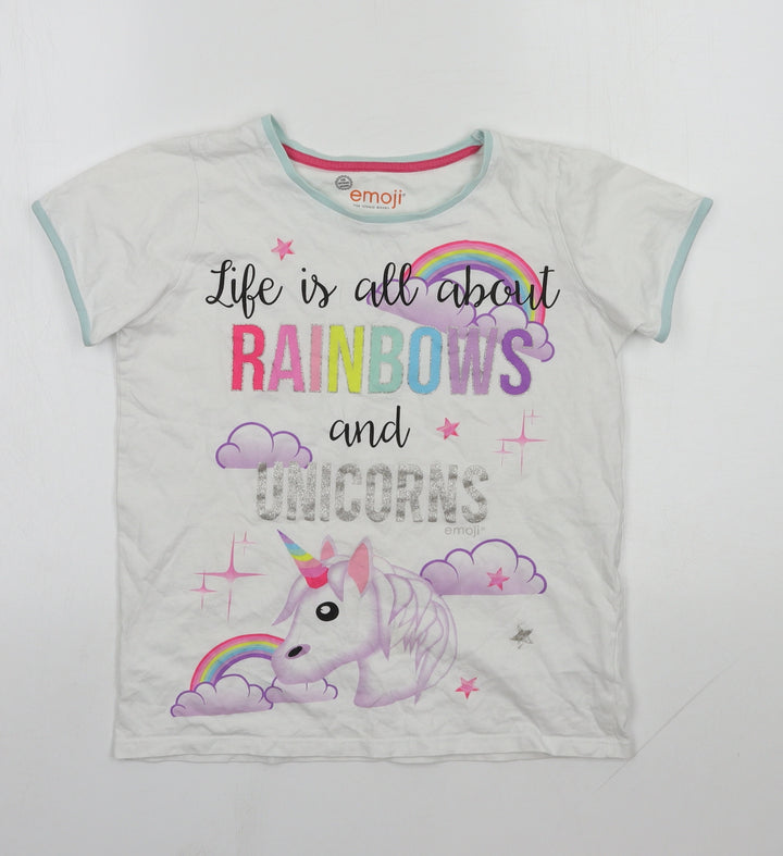 M&S Girls Multicoloured  100% Cotton Basic T-Shirt Size 12-13 Years Round Neck