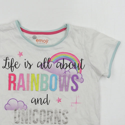 M&S Girls Multicoloured  100% Cotton Basic T-Shirt Size 12-13 Years Round Neck