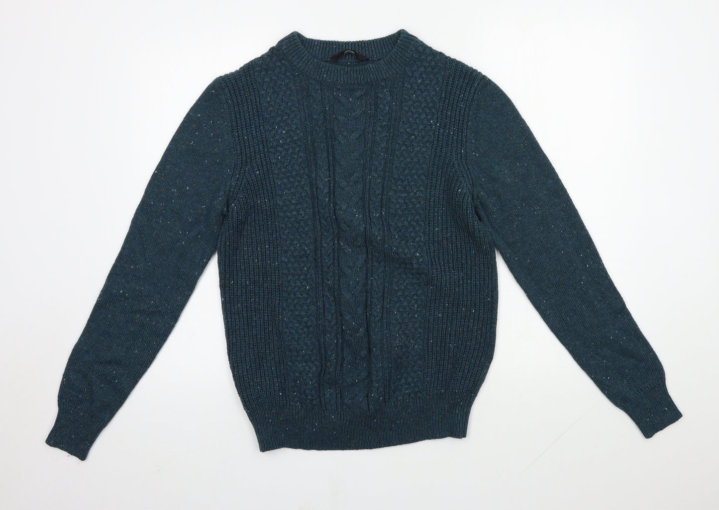 George Mens Blue Round Neck  Acrylic Pullover Jumper Size S